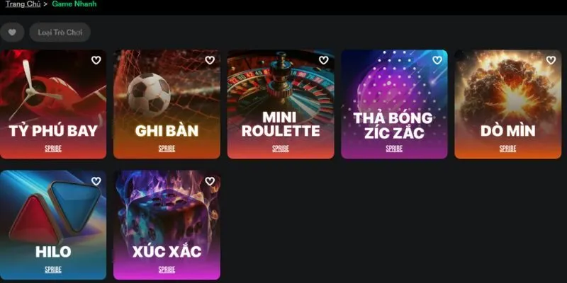 Các game nhanh hấp dẫn, cuốn hút bet thủ