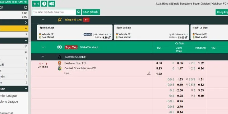 Cược thể thao với giao diện dễ thao tác